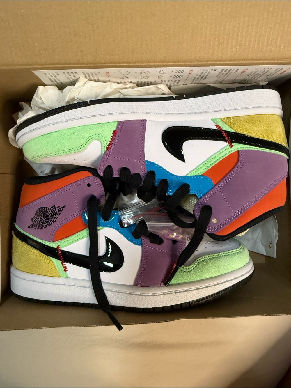 Jordan Low Top Sneakers in Purple, Green, Orange, Blue, Yellow, White & Black